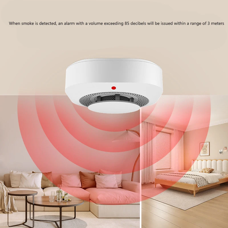Ceiling-mounted Smoke Detector Fire Independent Accessory 433M Wireless Alarm 360° All-round Detection