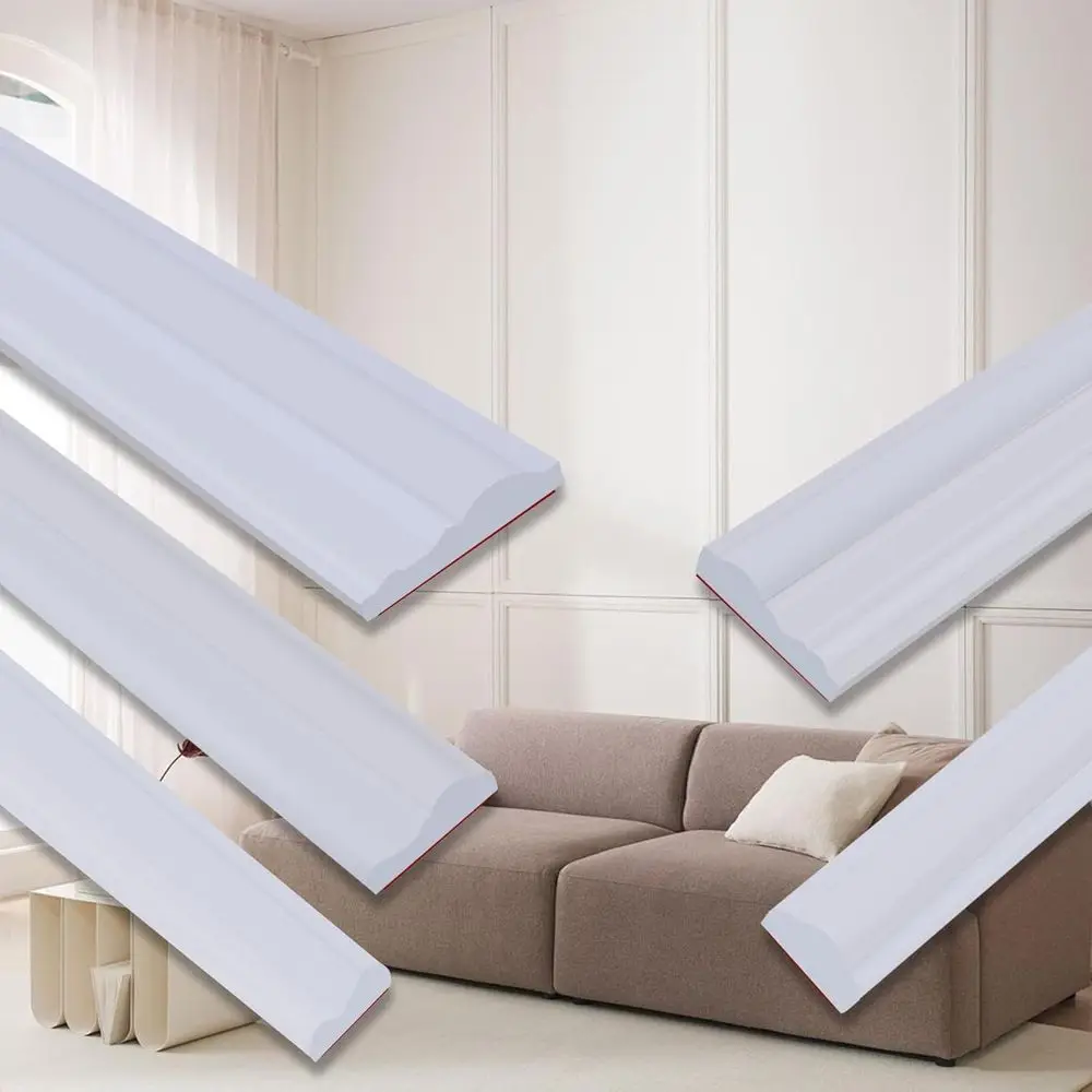 

Self-Adhesive Chair Rail Molding, 240 Length x 0.9 Width, Paintable White Wall Trim for Home Decor
