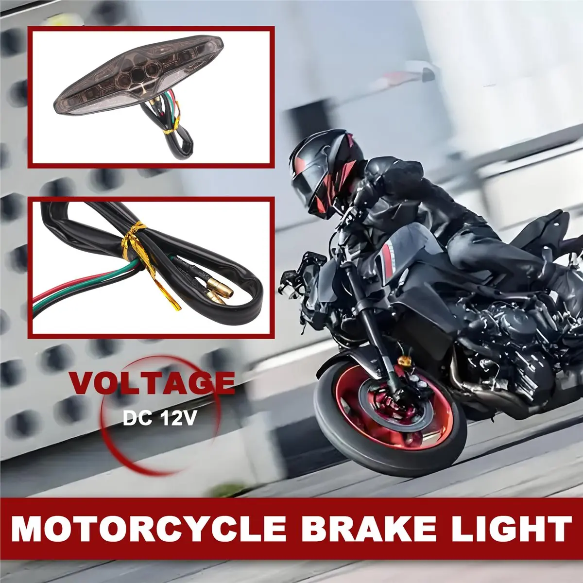 #41I (Black)Motorcycle 15 Led Red Light Electric Rear Tail Light Auto Parts,Automotive Parts & Accessories