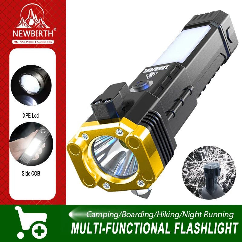 

Супер яркий светодиодный фонарик с безопасным молотком и сильными магнитами, боковой фонарь, портативный фонарь для приключенческого кемпинга