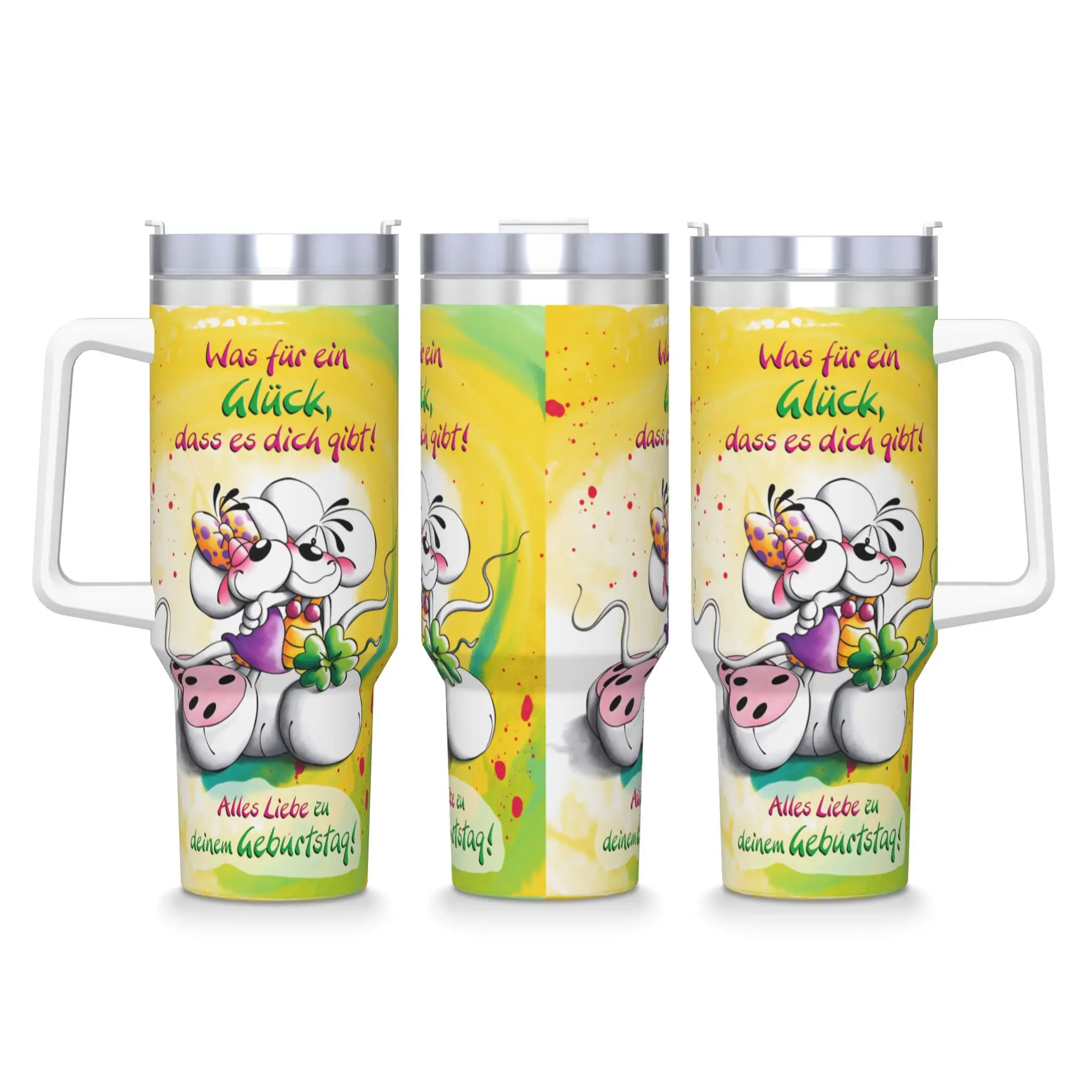 Diddl Cartoon Sleep  Stainless Steel Tumbler  Travel Thermal Mug With Straws and Lid 40oz Mugs Cup Cold and Hot Water Bottle