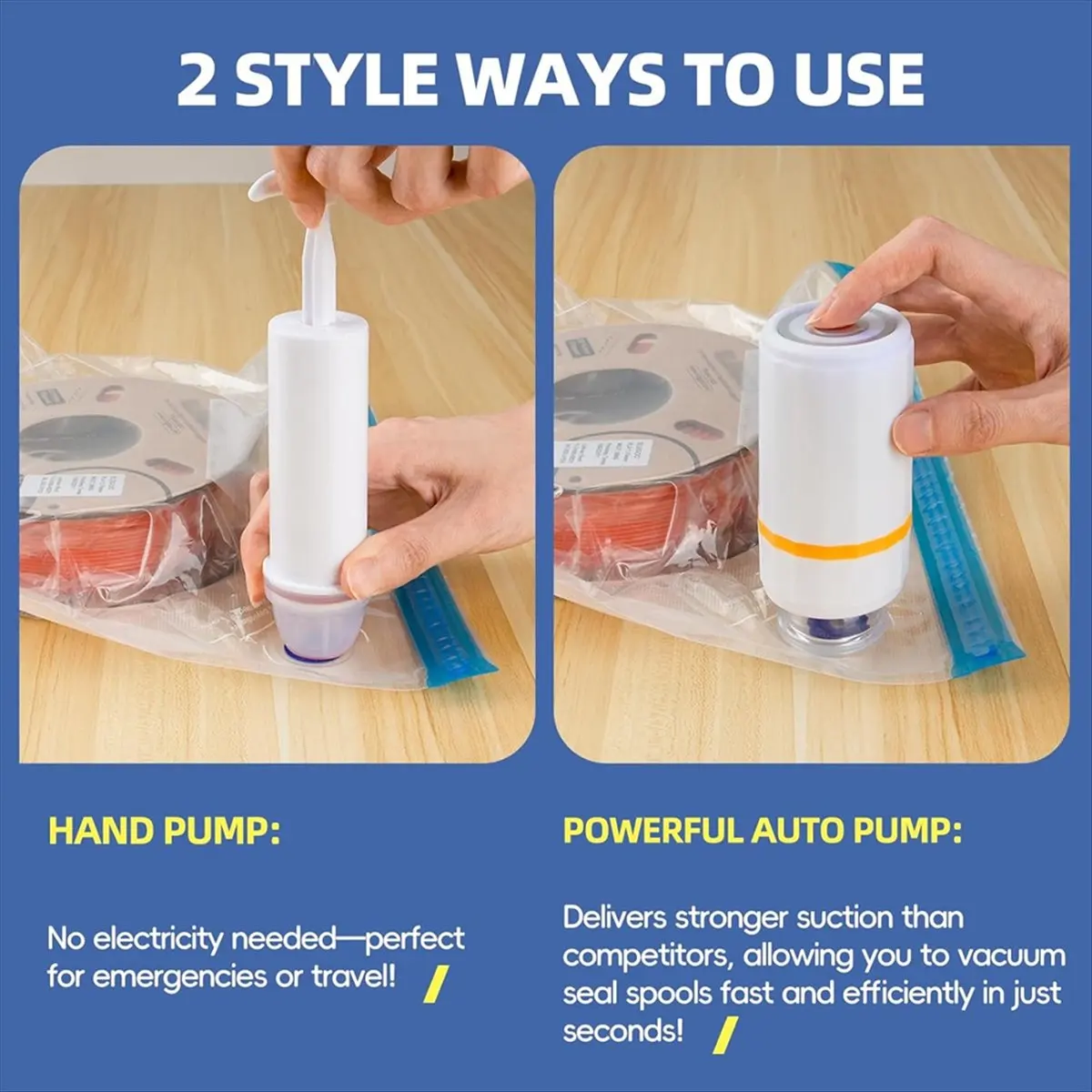 L70A 50PCS Filament Storage Bags Kit with Electric Pump and Hand Pump, 3D Printer Filament Storage Bags Vacuum Sealed Kit