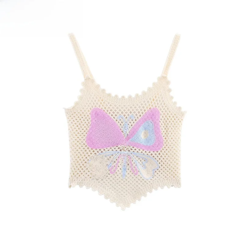 

ZBZR Spring New Women's Faion Simple Sweet Sle Knitted Strap Top Ele Aosphere ort Length Polyester Fiber Vest