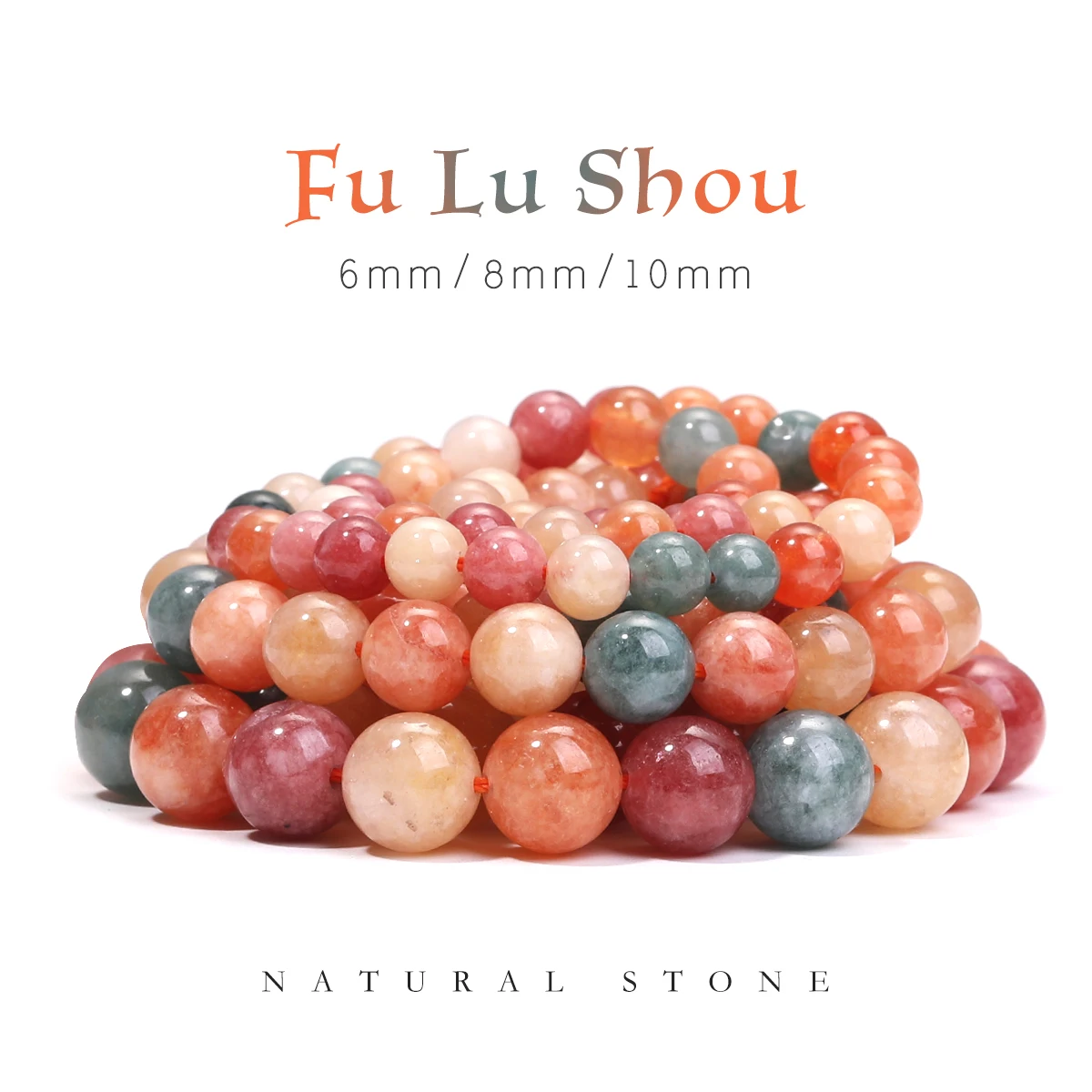 

6/8/10 мм красочные бусины из нефритового камня Фу Лу Шоу, свободные круглые бусины для очарования, изготовление ювелирных изделий своими руками, браслет, ожерелье, оптовая продажа