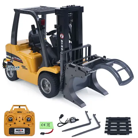 US SALE 1/14 HIUNA 1577 14CH RC Electric Lifting Forklift RTR Remote Control Construction Vehicle Light Sound System USB Charging Cable
