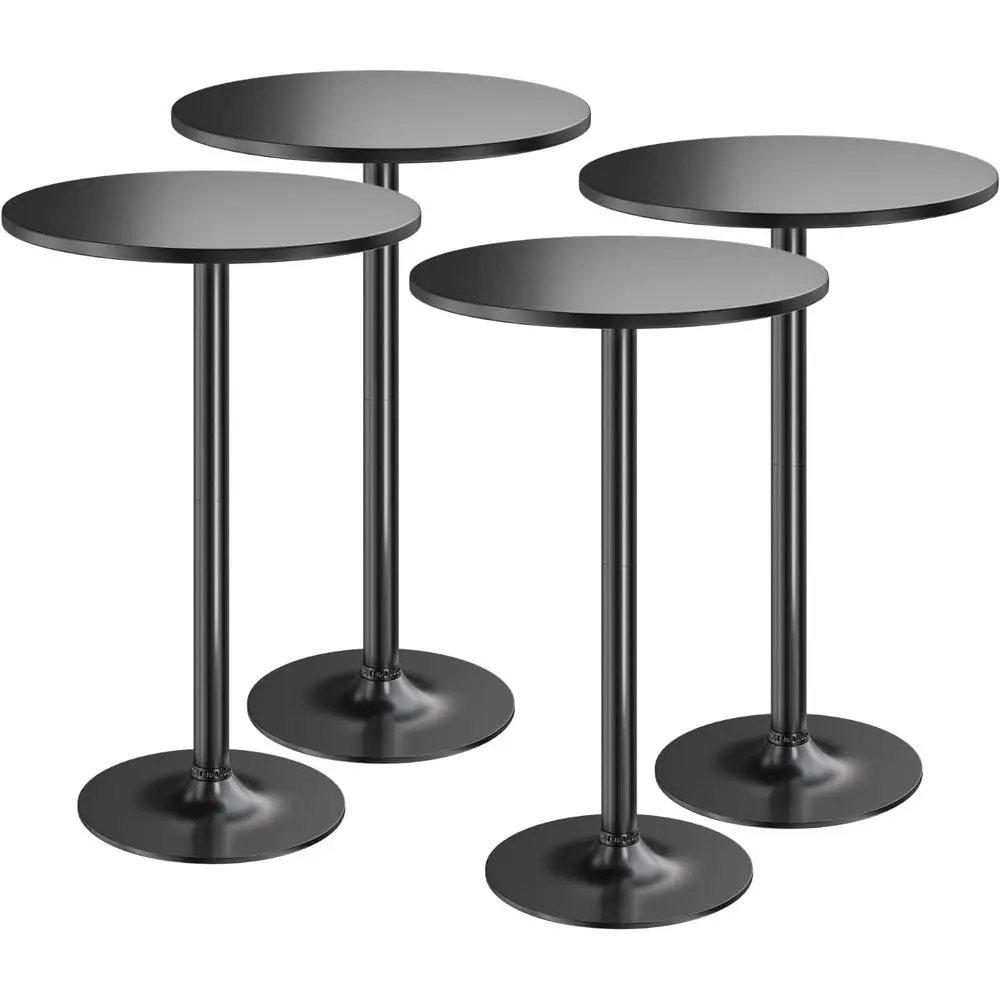 

Round Bar Height Cocktail Table for Home, Dining, Living Room, and Weddings, Metal Base with Obsidian Marble Top, 40.6 Height, B