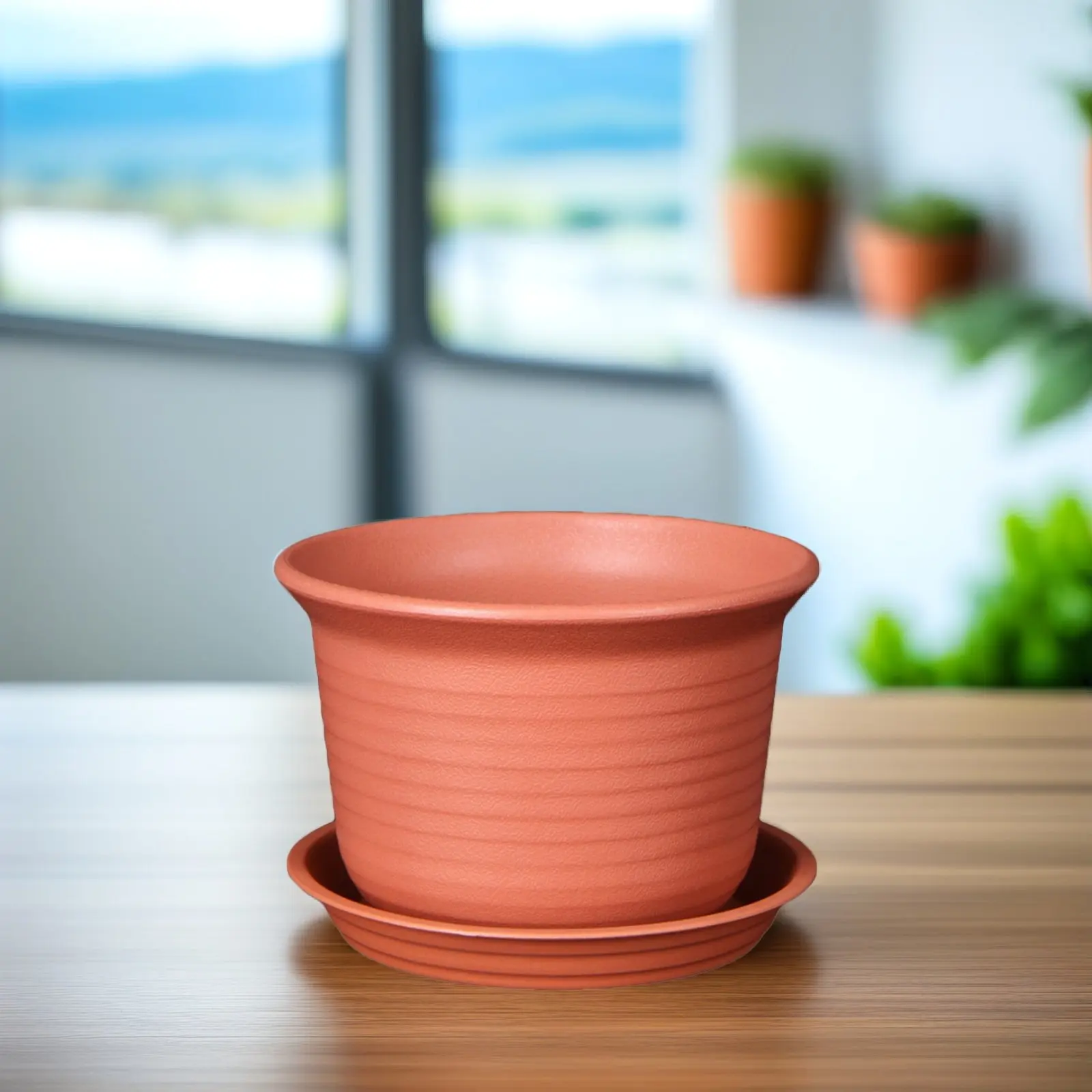 Resin Flower Pots Medium Size Colorful Smooth Surface Small Plant Pots with Drainage Perfect for Succulents Seedlings Teaching