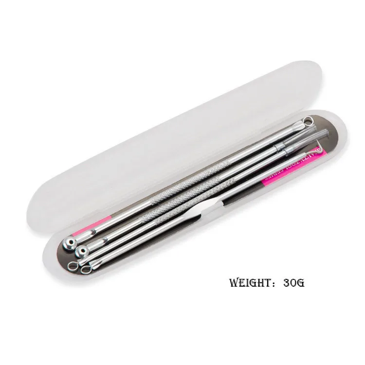 4Pcs Blackhead Acne Remover Set Beauty Skin Care Pore Cleaner Acne Needle Pimple Stainless Steel Pimple Needles Removal Tools