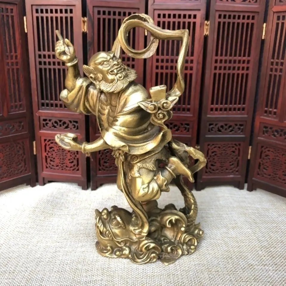 Copper Lucky Zhong Kui Statue Taoist Tianshi Kwei Star Pointing To The Big Dipper Statue Office Home Decor Gift