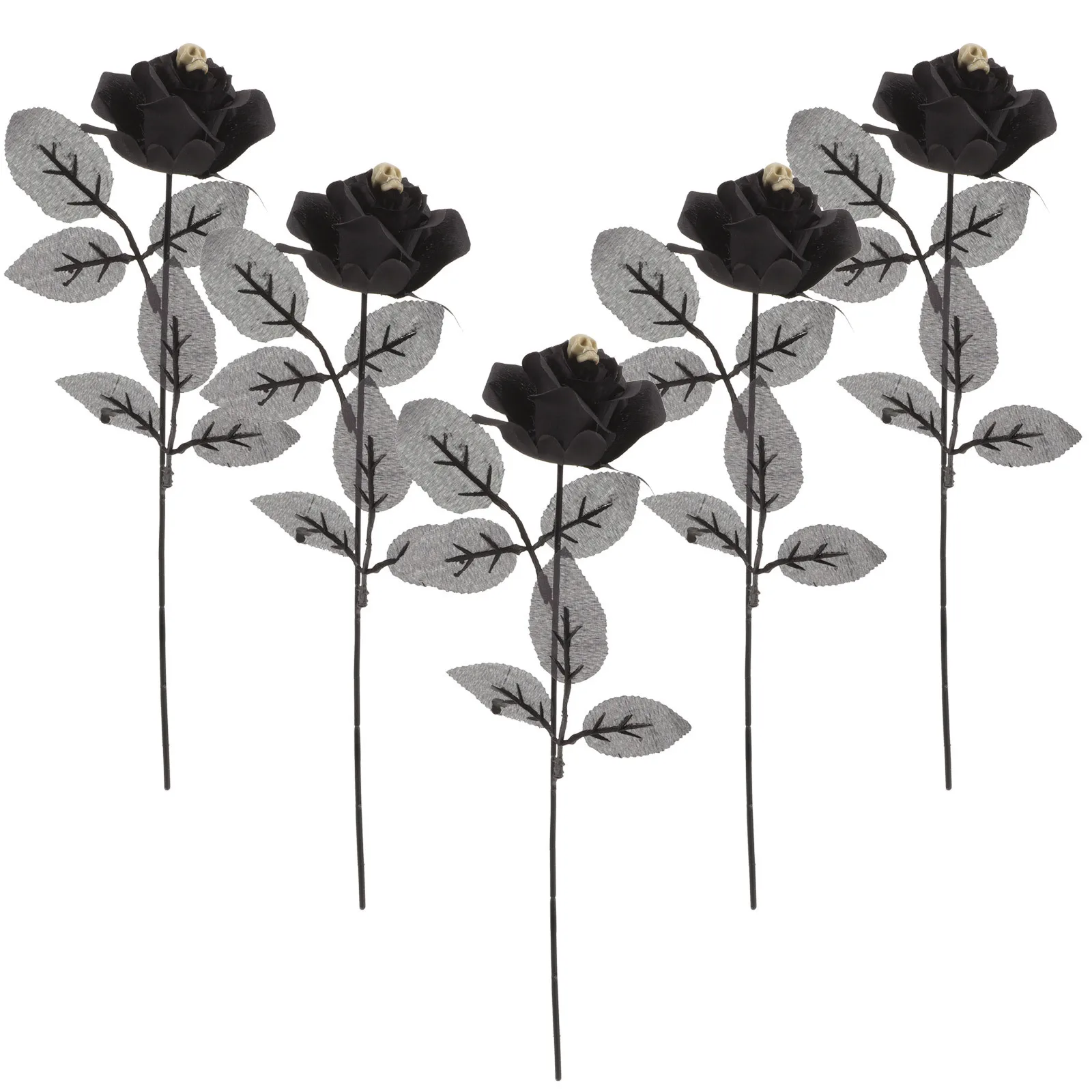 

5 Pcs Artificial Flower Halloween Rose Flowers for Decoration Heads Fake Goth Floral