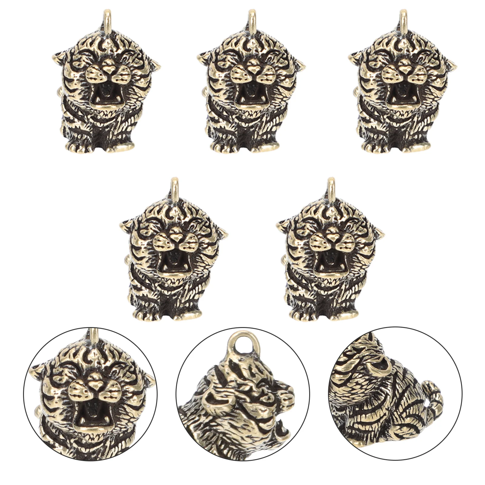 

5Pcs Tiger Hanging Pendant Durable Lightweight Brass Craft DIY Ornament for Keychain Craft Projects DIY Tiger Pendant