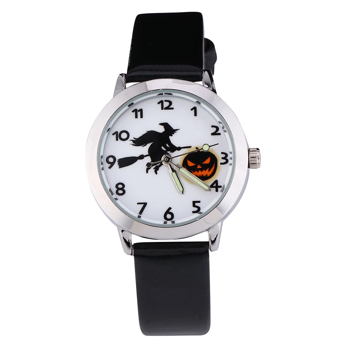 

1Pcs Halloween Quartz Watch for Luminous Pointer Pumpkin Witch Pattern Comfortable Strap Wristwatch Birthday Gift
