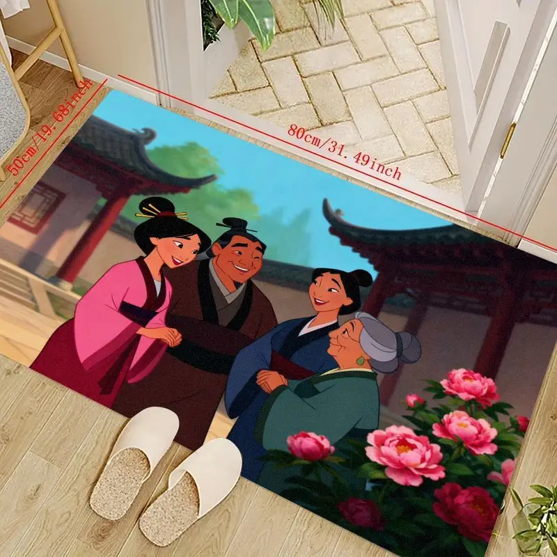 

1 шт. Дисней Мулан и семейные персонажи анимированный фильм принцесса мультфильм напольный коврик, противоскользящий коврик в китайском дворцовом стиле с цветочным принтом пиона