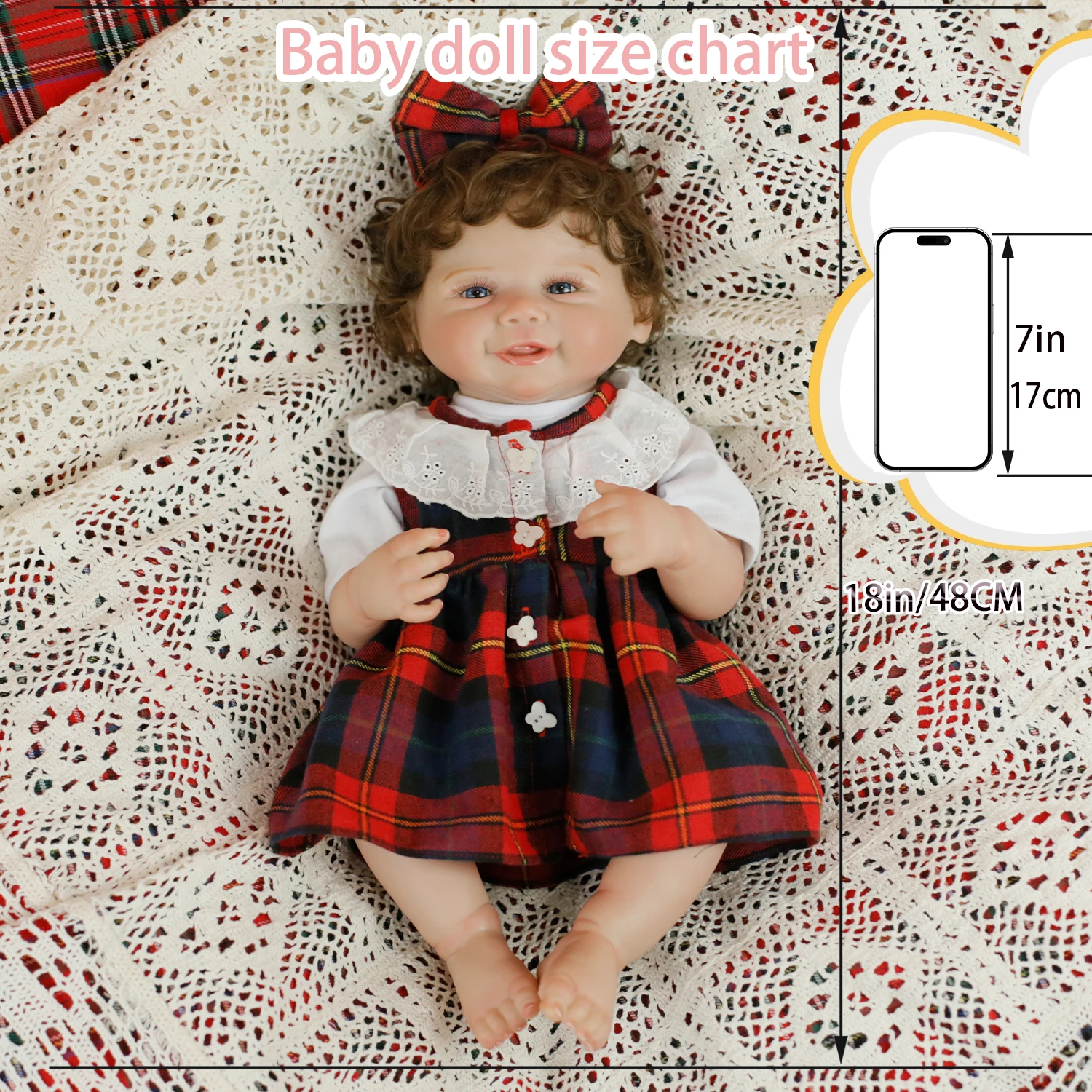 

18-дюймовая полностью мягкая силиконовая виниловая кукла для маленьких девочек с милым улыбающимся лицом, ручная работа, 3D-кожа, высококачественные куклы