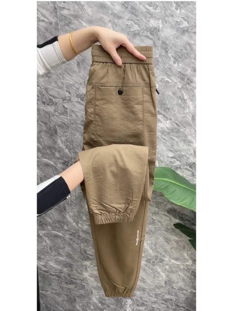 

Summer Thin Men's Copper Ammonia Casual Pants Elastic Waist Bandage Long Breathable Loose Fit Harajuku Sle Youth Faion