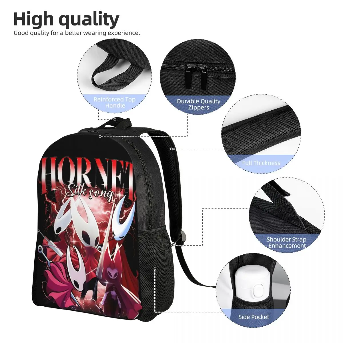 Kid's Hollow Knight Silksong Backpack Preschool Kindergarten School Bag for Girls and Boys