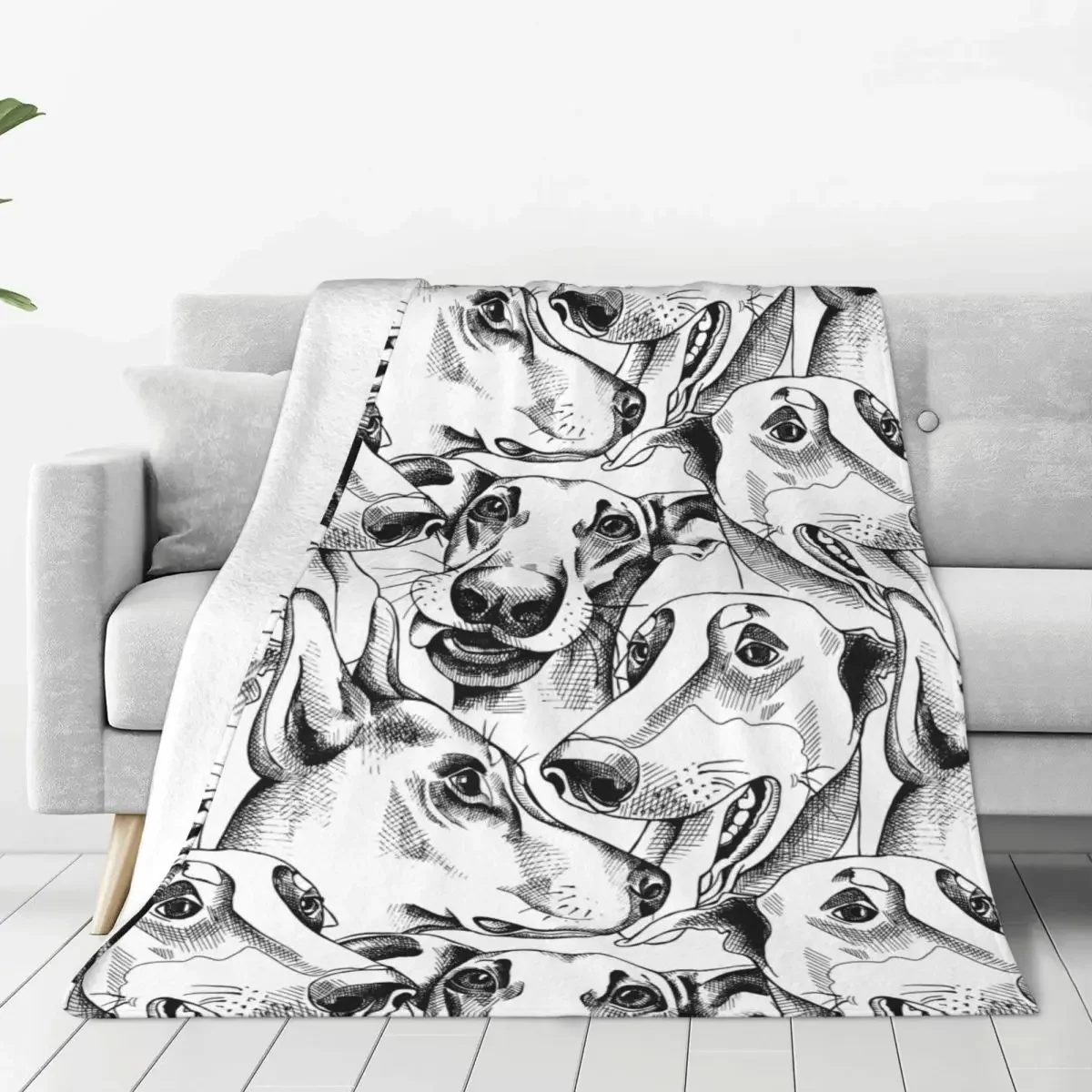 Dachshund Dogs Flannel Blankets Gift for Animal Dog Lover Funny Throw Blankets for Home Hotel Sofa 150*125cm