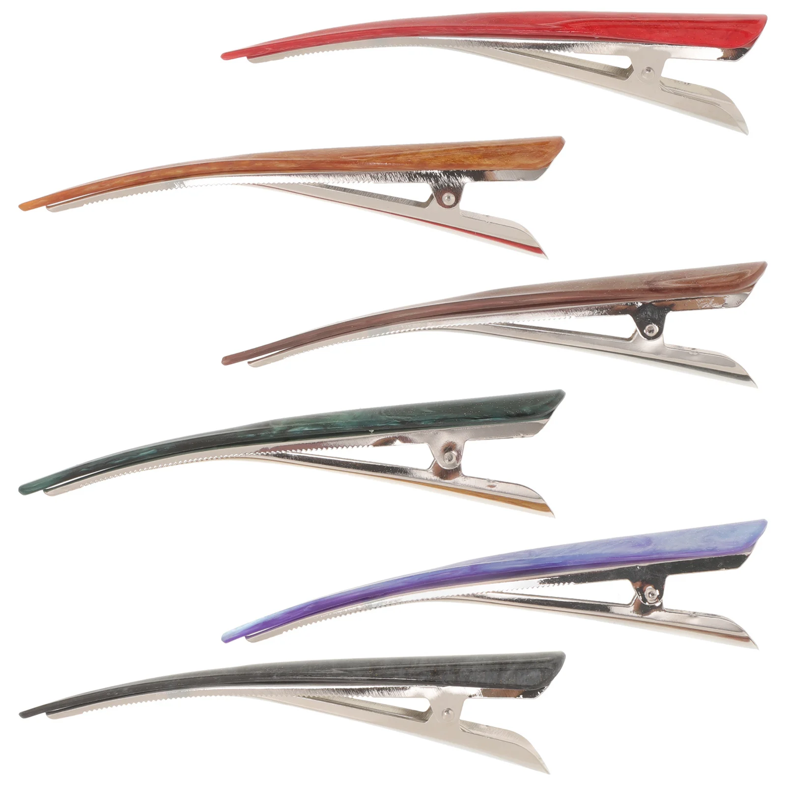 

6pcs Fashion Ox Horn Hairpin Durable Acrylic Hair Clips For Women Large Ponytail Clamps Decorative Hair Decoration Mixed Color