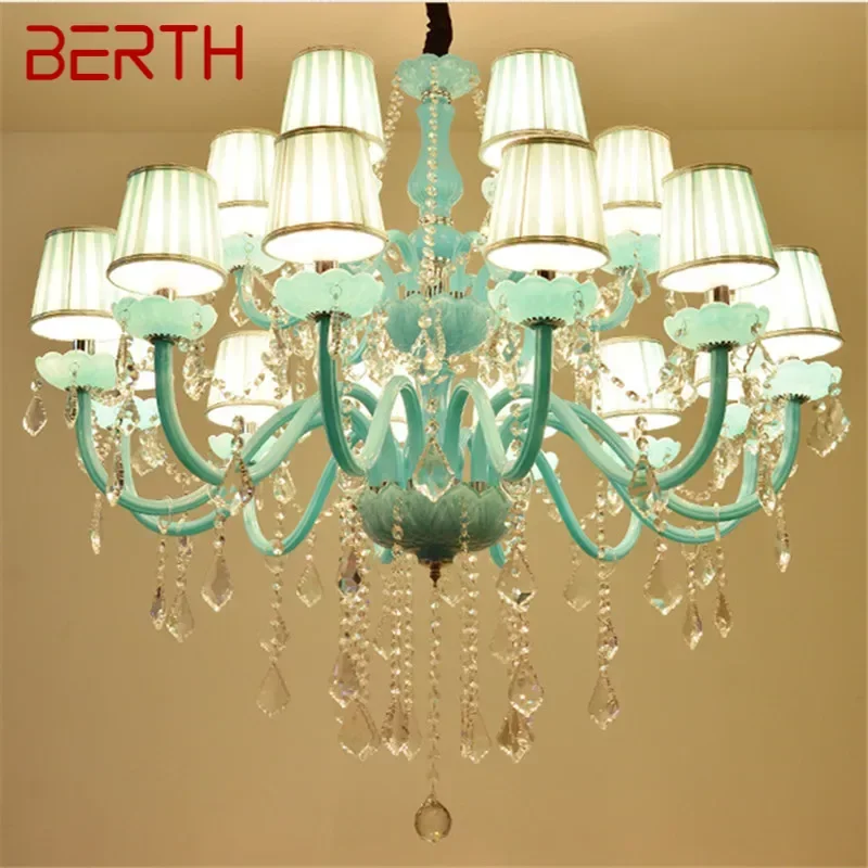 

BERTH Blue Crystal Pendent Lamp Luxurious Candle Lamp Warm Living room and bedroom Children's Room Restaurant KTV Chandelier