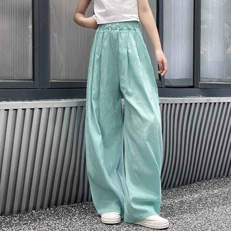 High Waisted Casual Pants Young Girls in The Summer 2024 Children's Fashionable Drape Pants Mosquito Repellent Pants 120-170CM