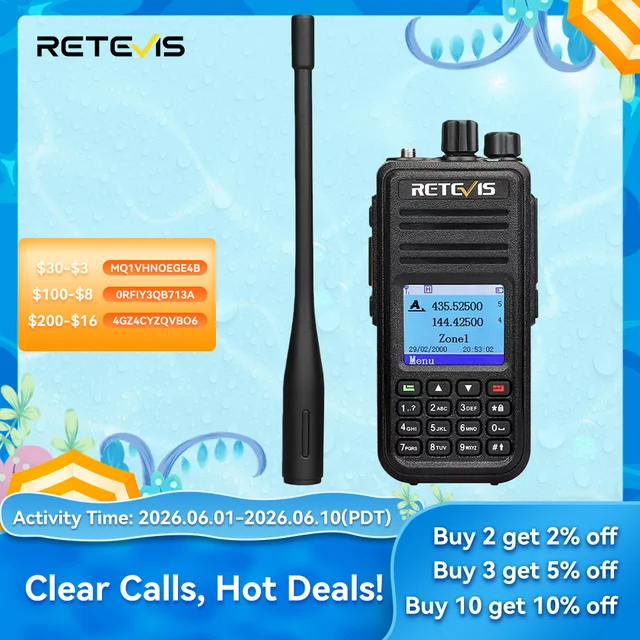 Retevis RT3S Walkie Talkie DMR Radio dalekiego zasięgu Walkie Talkie Camping Ham Radio UHF VHF GPS AES256 Szyfrowanie Cyfrowe Przenośne