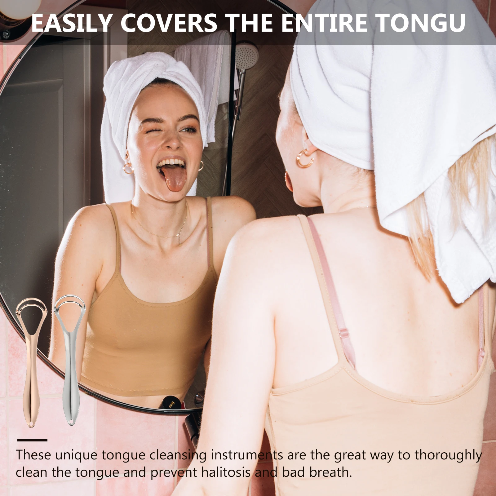 

2Pcs Double Layer Stainless Steel Tongue Scraper for Thorough Oral Care Easy to Use Ergonomic Design Tongue Cleaning Tool Bad