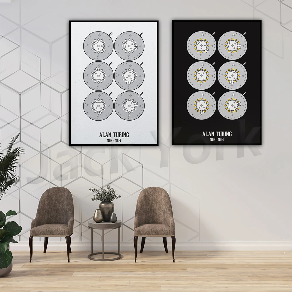 Geek Wall Art, Programmer Gift Idea, Turing Bombe Inspired Science Print, Dorm Decoration Idea, Science Lab Decor
