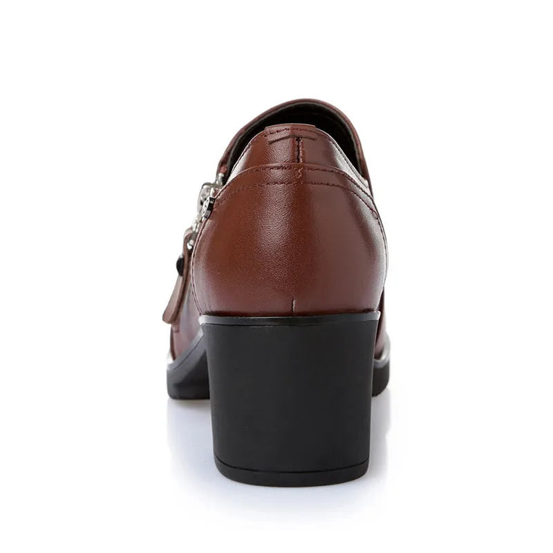 Women shoes waterproof Genuine leather high-heeled women\'s singles shoes high quality fashion ladies Casual Shoes
