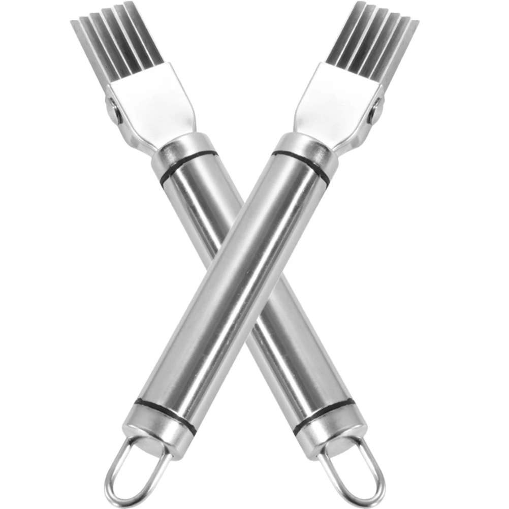 

2pcs Scallions Cutter Stainless Steel Vegetable Slicer Onion Cutter Multifunction Kitchen Gadget Fruit Peeler Cheese Shredder