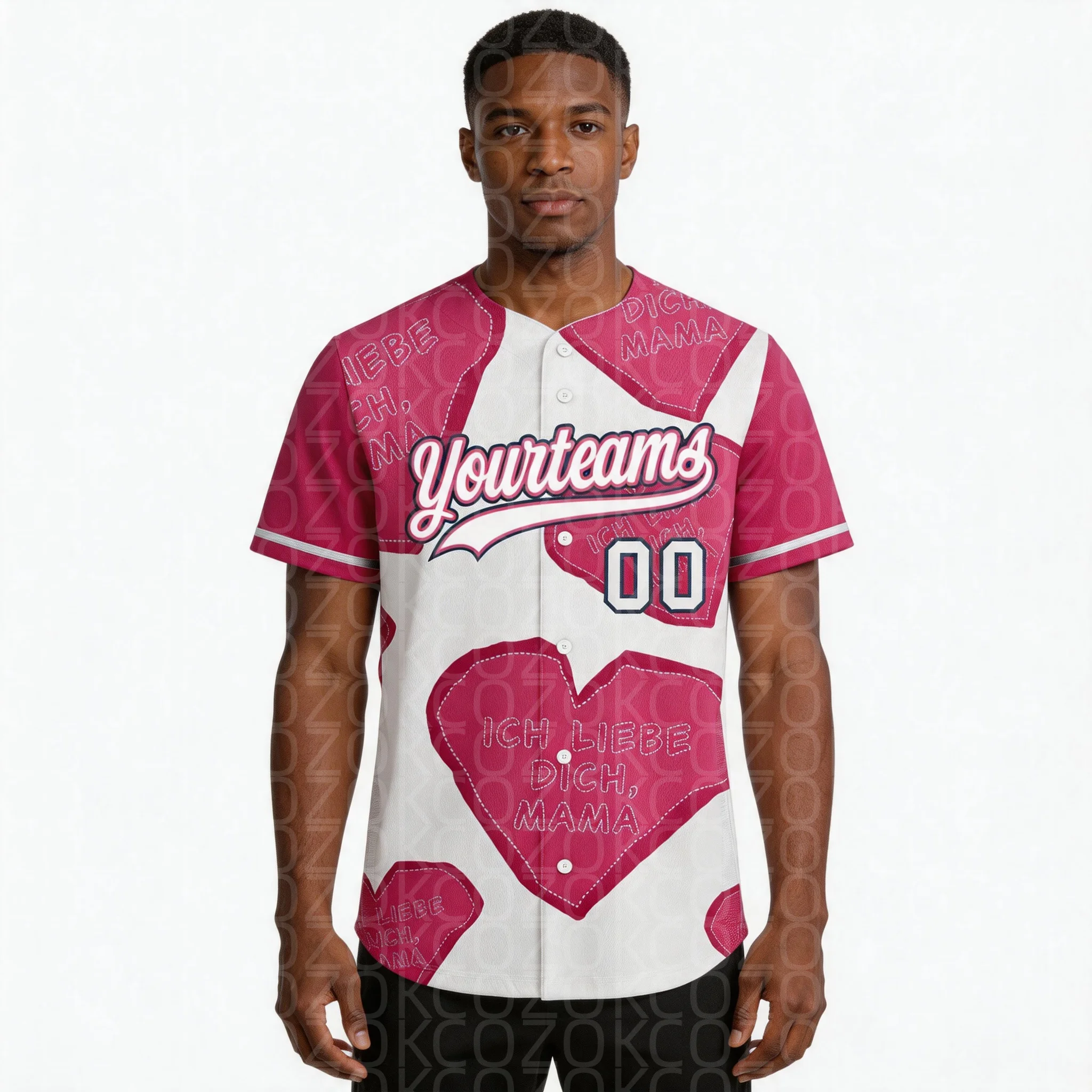 Pink Heart Baseball Jersey Men Women Short Sleeve Shirt 3D Printed Shirt Team Shirts Hip Hop Unisex Tops