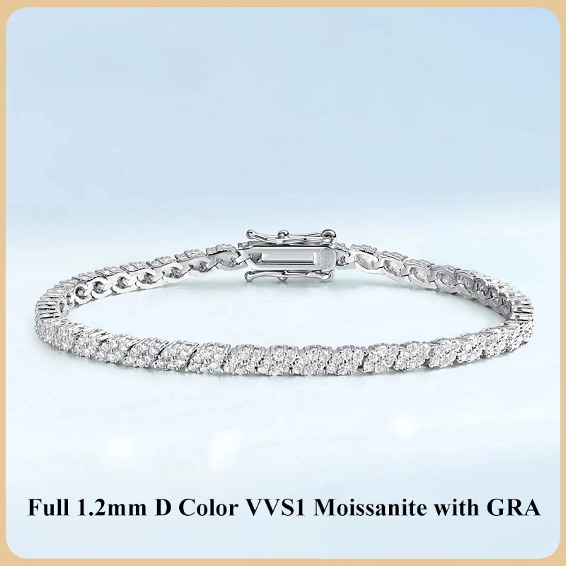 

FOUND FORM Rhombus Shape Moissanite Tennis Bracelet 1.2mm D Color S925 Silver Women's Diamond Link Chain Bracelet 2025