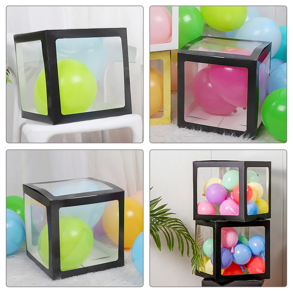 

2Pcs Balloon Boxes Transparent Cube Balloon Box Decorative Storage for Birthday Wedding Party Display Holders Party Favors