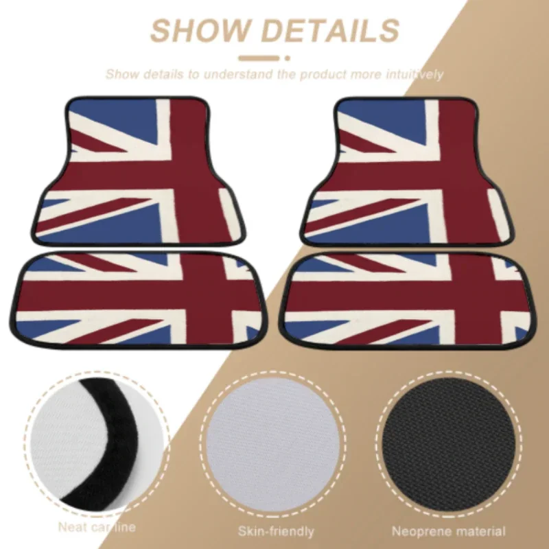 Custom Made Car Floor Mats Front & Rear Set Union Jack For Mini Cooper 2007-2023 R55 R56 R57 R60 R61 F54 F55 F56 F57 F60 Clu