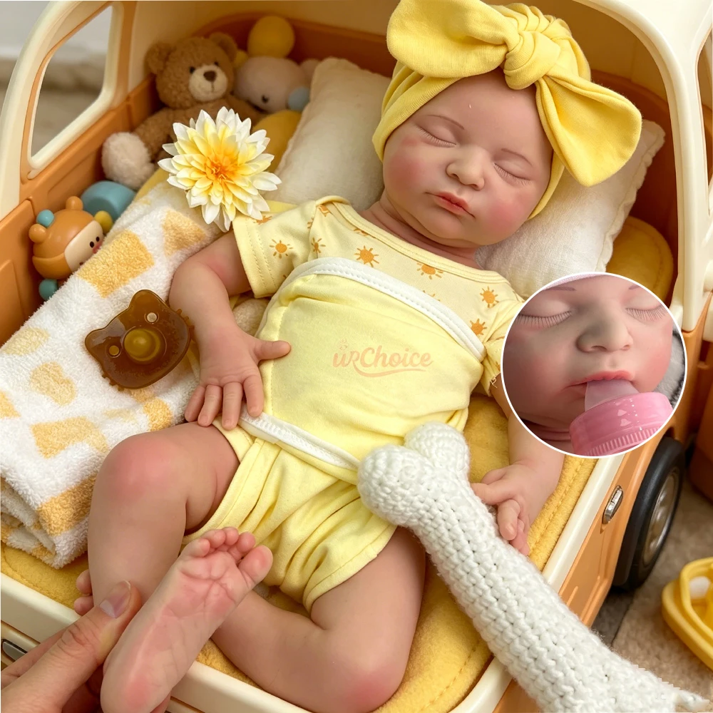 

45cm Full Soft Silicone Reborn Baby Girl Can Open Mouth Lifelike Detail Features Comfort Rebirth Doll for Elderly Joy