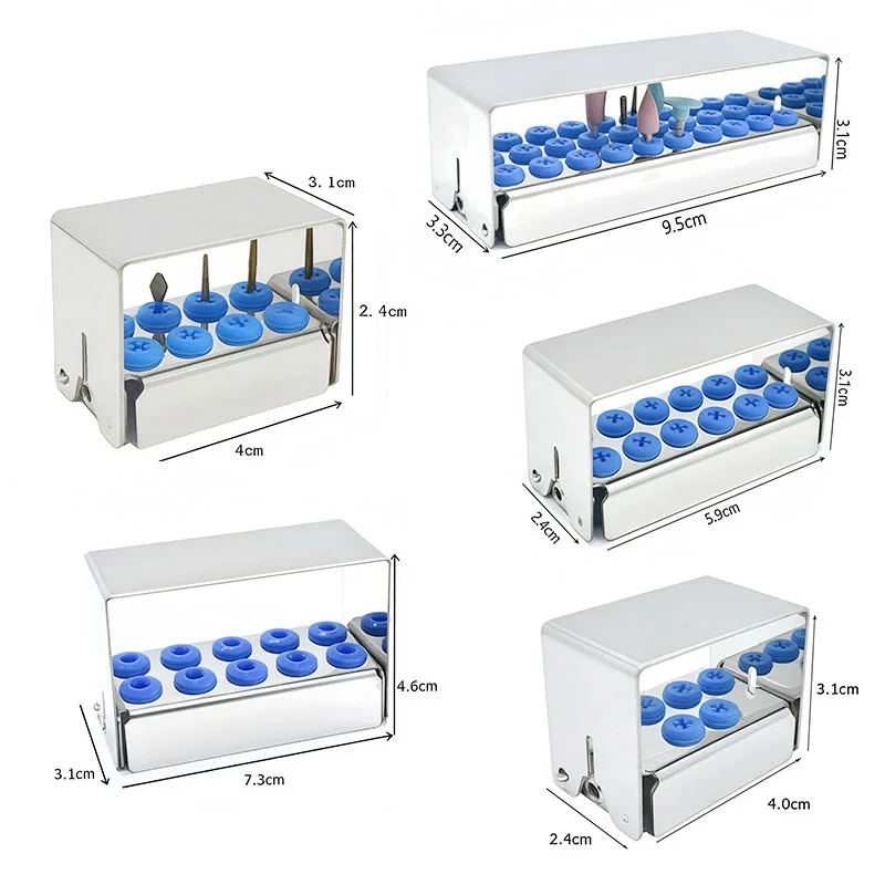 Dental Bur Holder 6/10/12/ 8/30 Holes Sterilizer Endo File Disinfection Box Organizer 135℃ Autoclavable Sterilizable Lab Tools