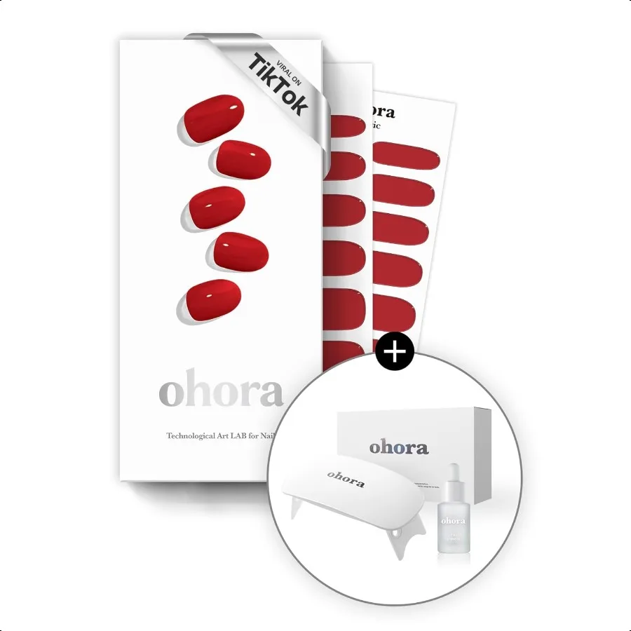 

Bundle Set N Addict Starter Kit Red Solid Gel Nail Strips with UV LED Lamp and Mini Remover SalonQuality Long Lasting Easy to A