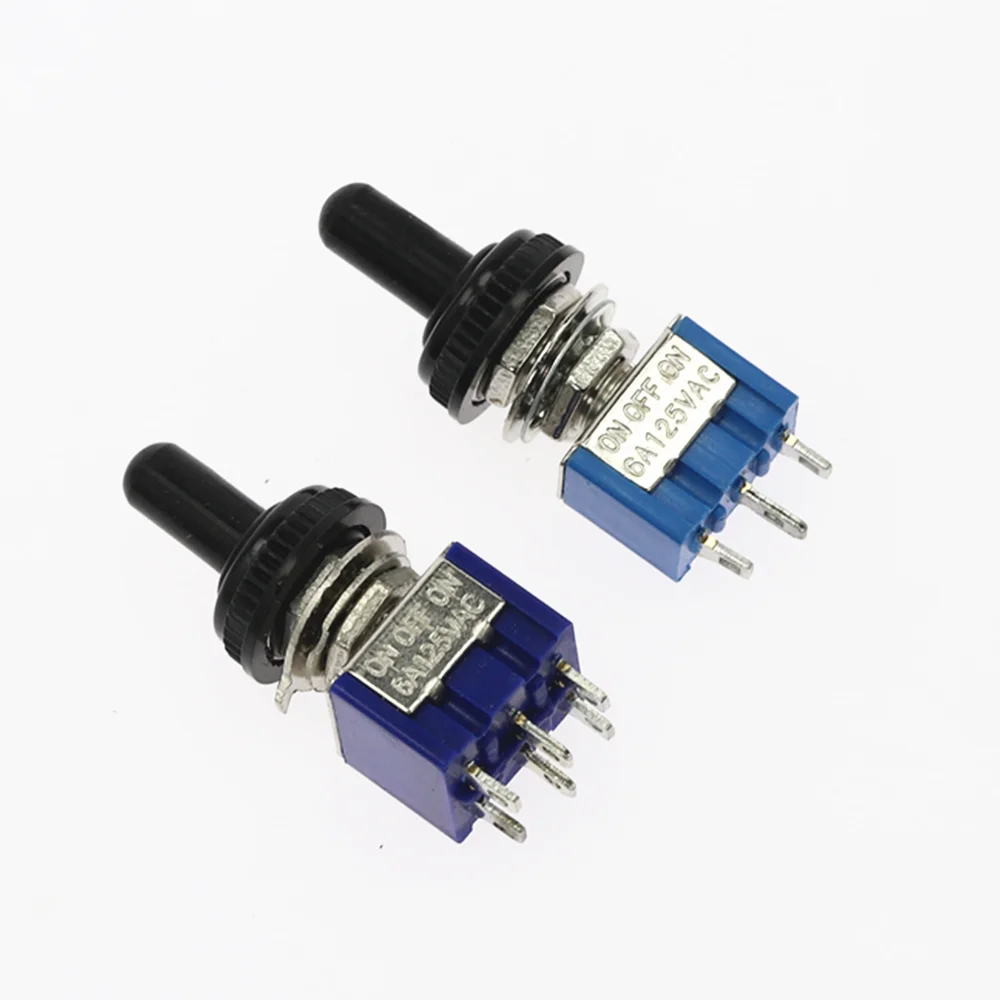 5Pcs Toggle Switch  ON-OFF/ON-OFF-ON 3/6 Pin 2/3 Position Latching MTS-102 103 202 AC 125V/6A 250V/3A Power Button Switch Car