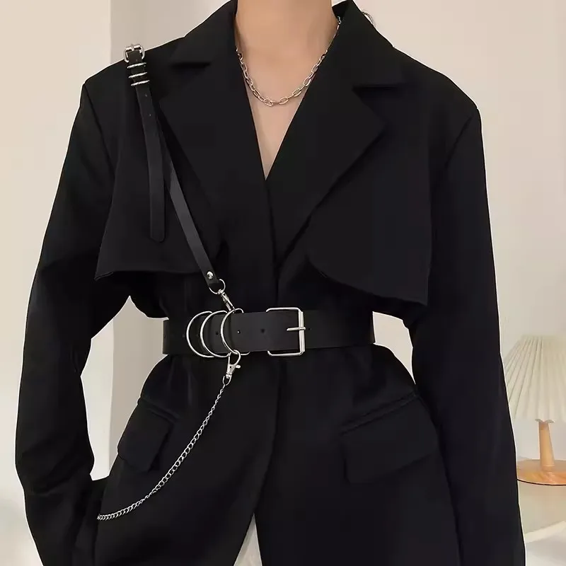 Cintura da donna in pelle PU moda tracolla corsetto femminile fascia da smoking cappotto cintura abito decration cintura larga J454