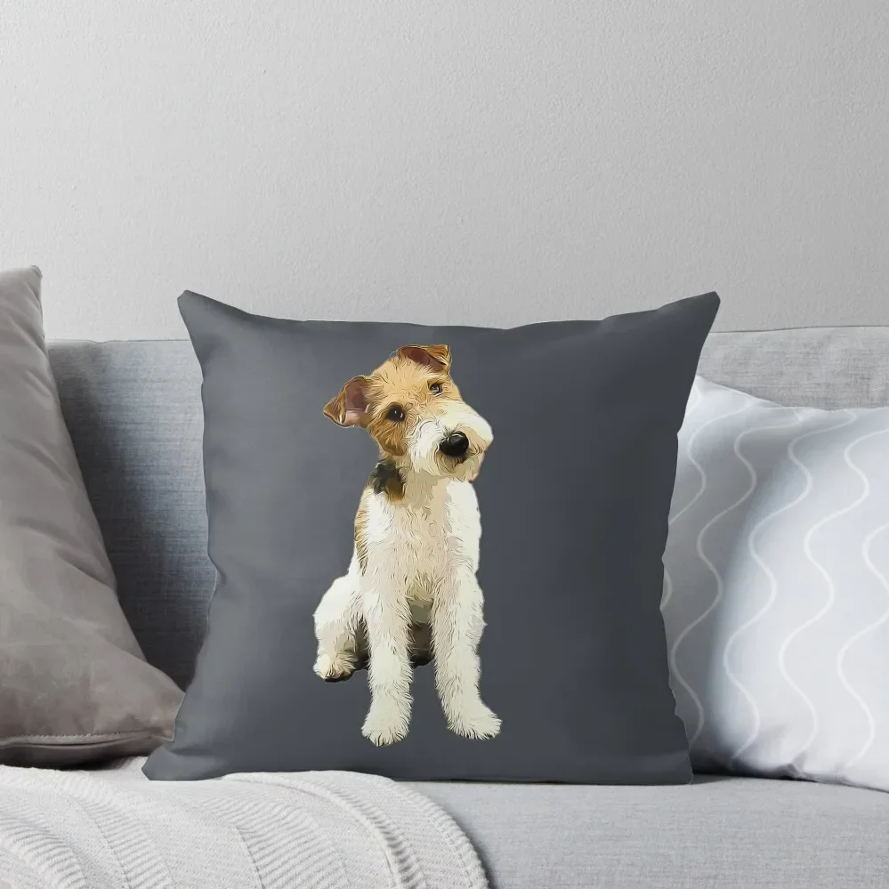 Wire Fox Terrier Head Tilt Throw Pillow pillow cover luxury Sofa Cushion Cover Sofa Cushions Cover Pillow