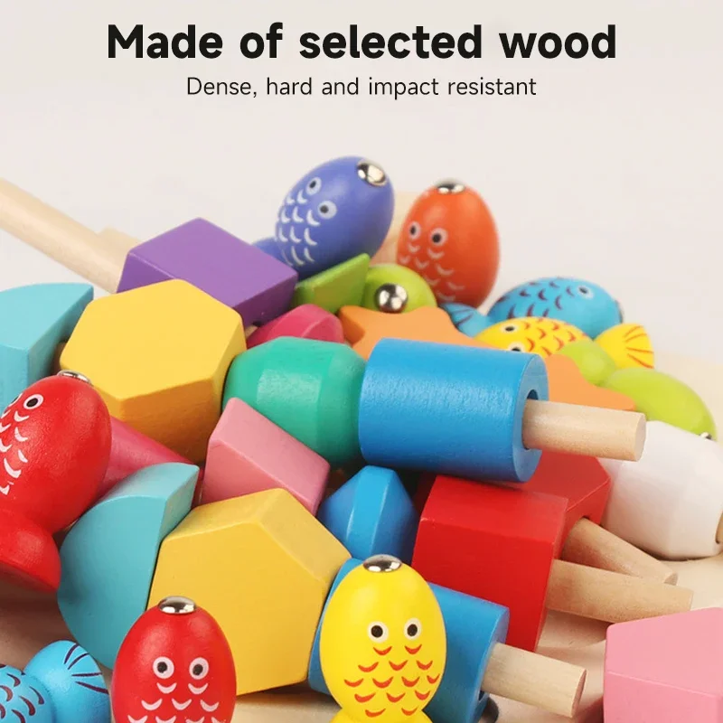 Jouets en bois Montessori pour enfants, perles colorées, forme de couleur assortie, jouets d'apprentissage, jeu de Puzzle, jouet d'interaction Parent-enfant