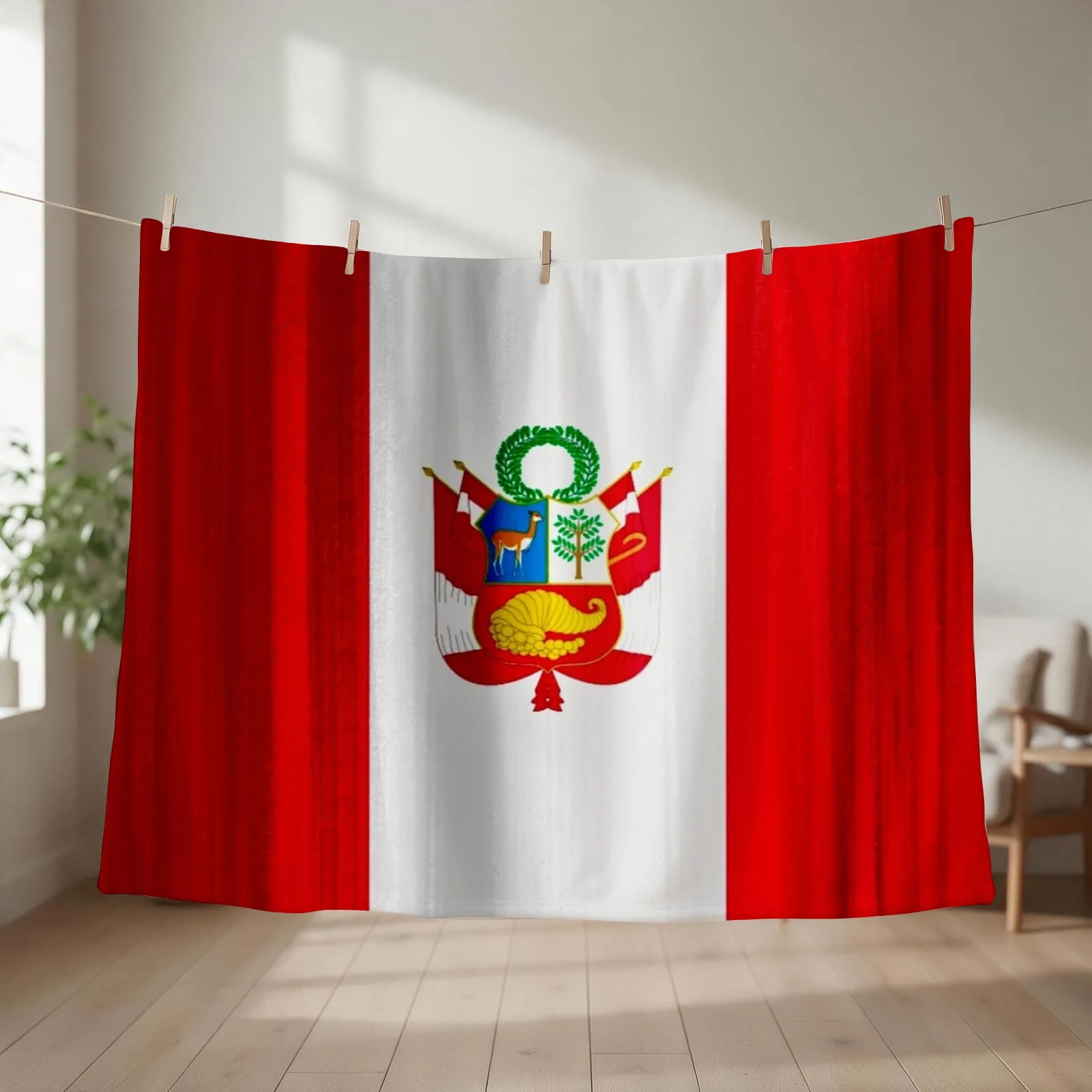 Peruvian Flag Throw Blanket couch cozy soft plush fuzzy picnic outdoor blanket