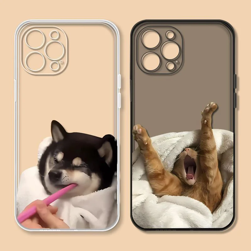 

Puppy Cat Dog Phone Case For iPhone 16 15 11 12 14 13 Pro Max Mini Plus XSM XR SE2 7 8 Cartoon Animal Mobile Phone Cover Fundas