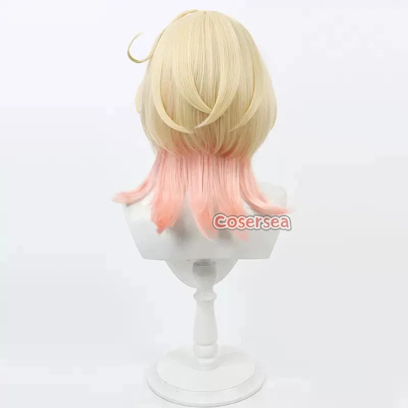 Cosersea emilie cosplay perucas jogo genshin impacto emilie 55cm em linha reta longa loira misturada rosa peruca de cabelo sintético resistente ao calor