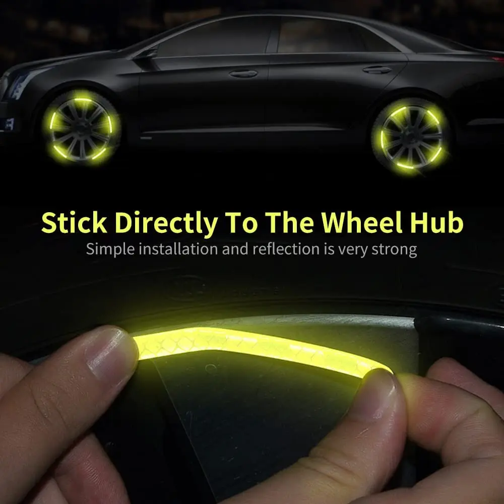 20/40Pcs Car Wheel Hub Reflective Sticker Set car Motorcycle Stripe Tape Decorative Stickers Car Decal Auto Exterior Accessories