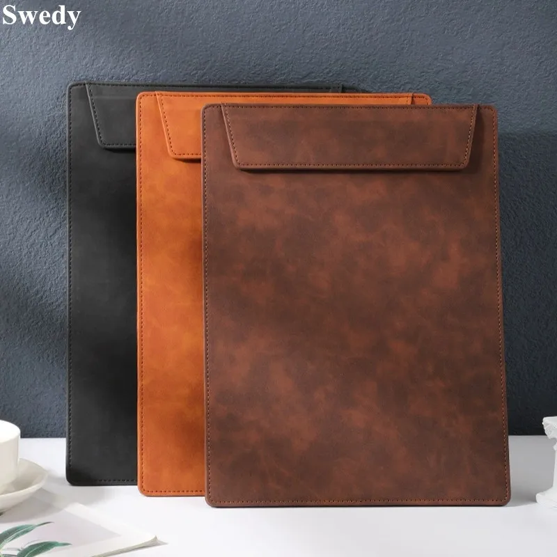 A4 PU Leather Magnetic Restaurant Menu Clipboard Folder Schools Office File Paper Writing Pad Profile Clip Board Folder