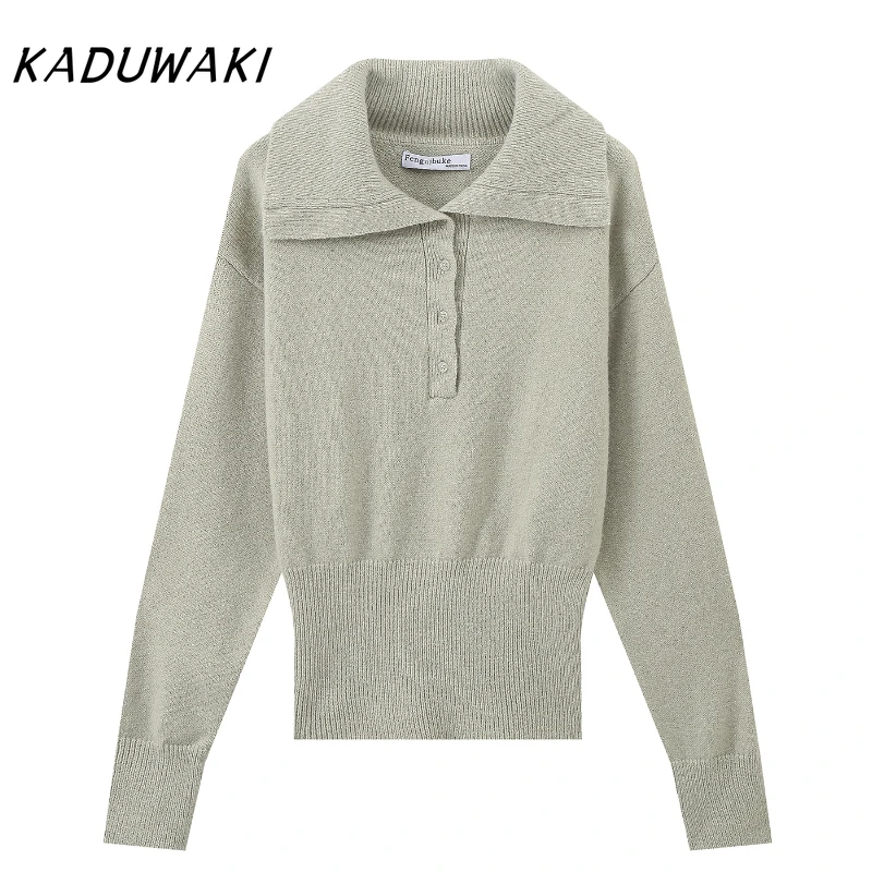 KADUWAKI Casual Lady Sweater Autumn Women's Chic Elastic Slim Jumpers Street Elegant Young Long Sleeves Pullover Female Clothing