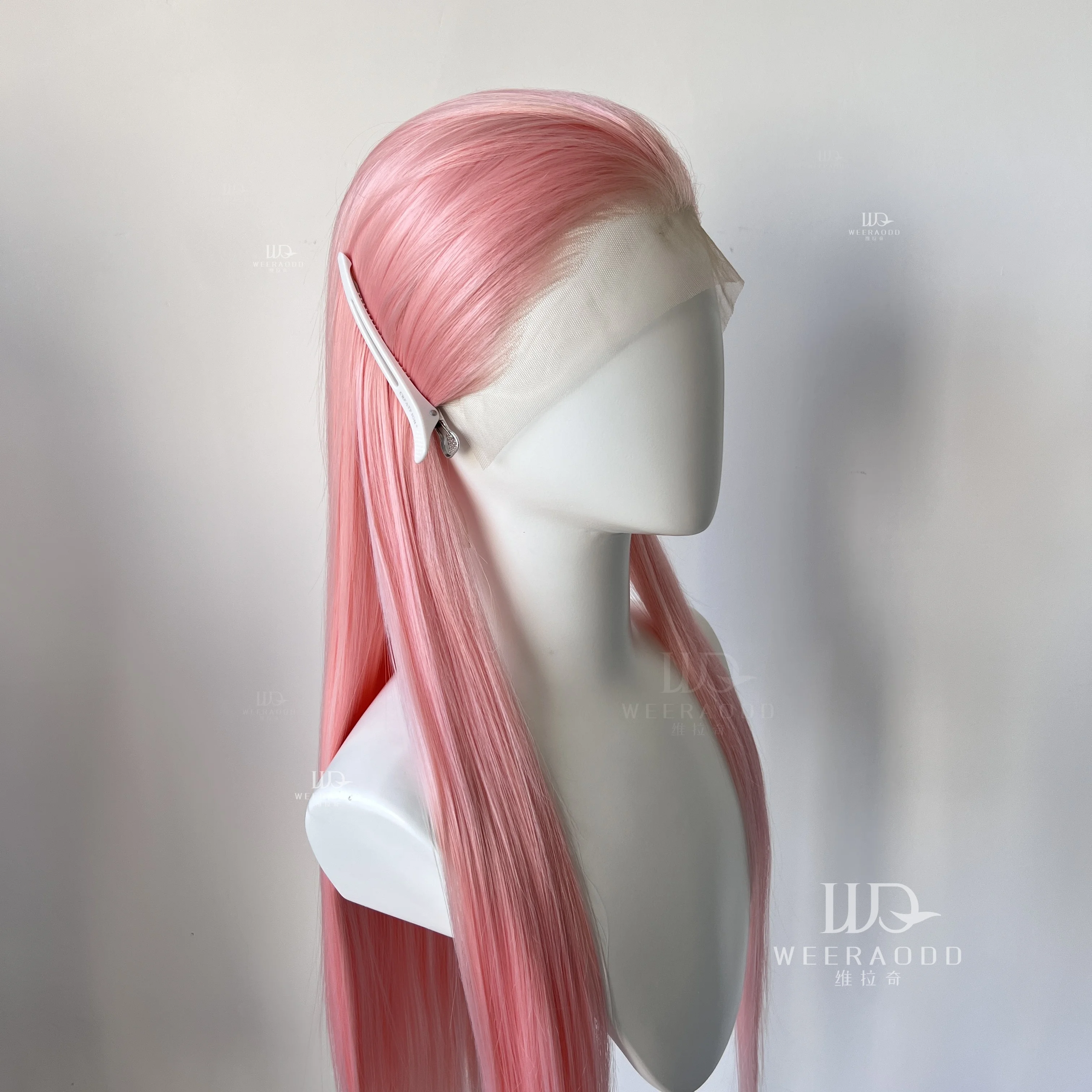 Pastel Pink Straight Synthetic Lace Wig Long Silk Straight Wig Frontal Lace Wigs for Women Cosplay Ready to Wear Light Pink Wig
