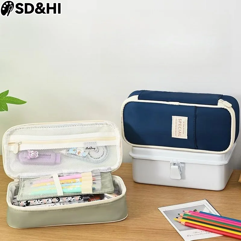 

Cute Big Capacity Kawaii Pencil Holder Box for Girls, Organizer for School Office Students, Stationery Supplies Pouch Bag