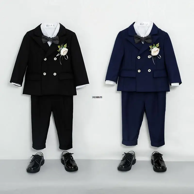 Flower Boys Wedding Suit Children Photography Dress Kids Stage Performance Formal Blazer Suit Baby Birthday Ceremony Costume