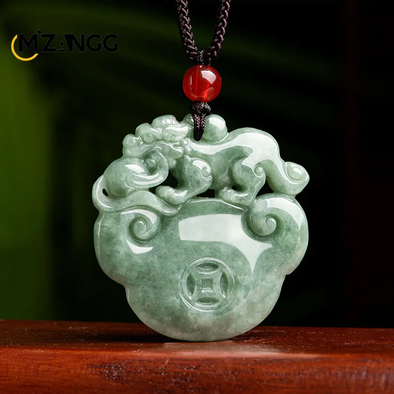 Natural A Goods Jadeite Wishful Brave Pendant Ice Zhaocai Men and Women's Jade Necklace Hand-carved Fashion Jewelry Mascot